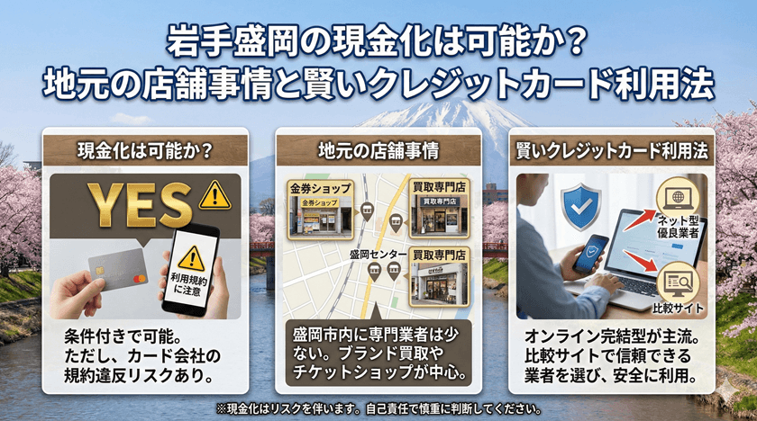 岩手盛岡の現金化は可能か？地元の店舗事情と賢いクレジットカード利用法