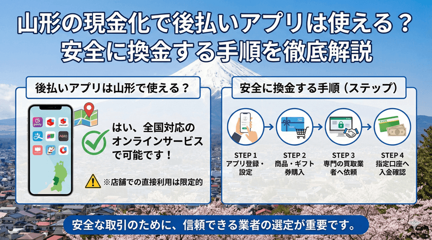 山形の現金化で後払いアプリは使える？安全に換金する手順を徹底解説します
