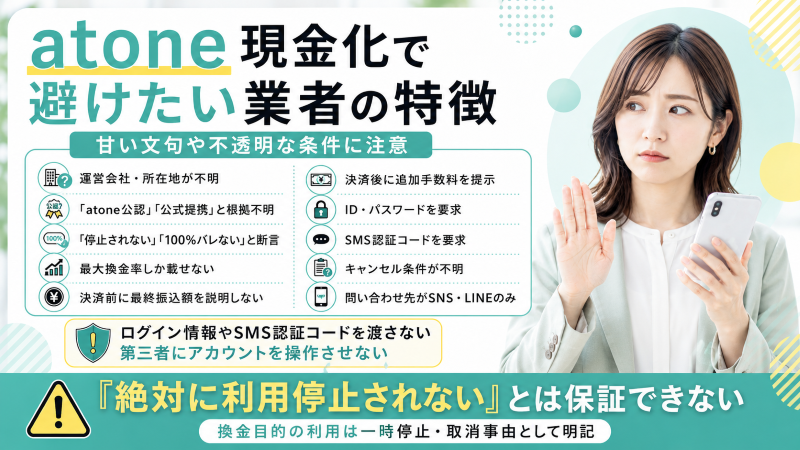 atone現金化で避けたい業者