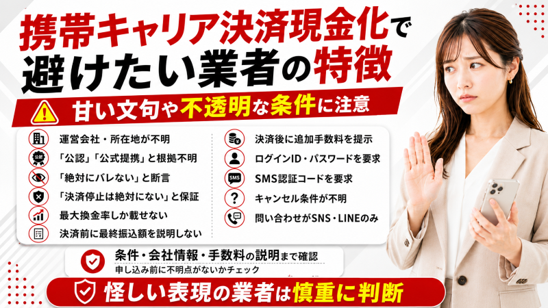 キャリア決済現金化で避けたい業者の特徴