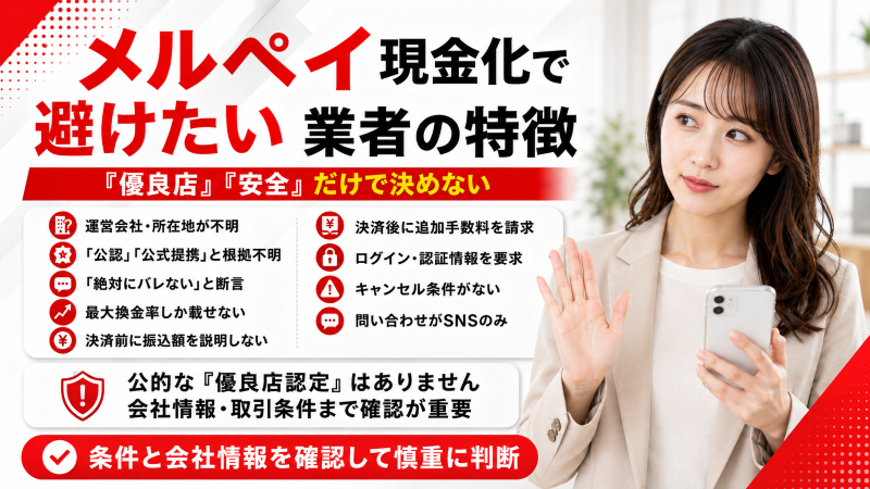 メルペイ現金化で避けたい業者の特徴