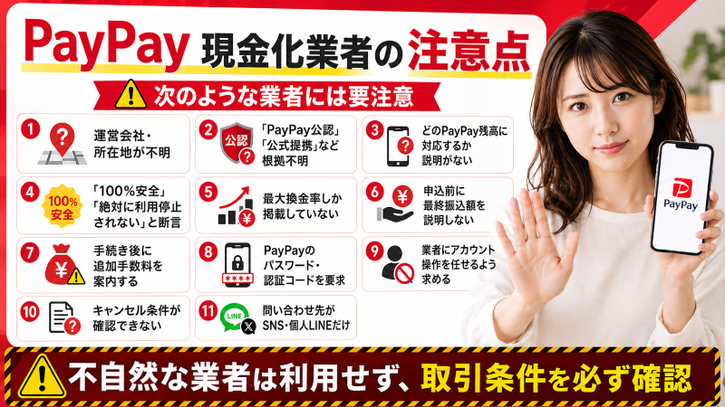 PayPay残高現金化で避けたい業者の特徴