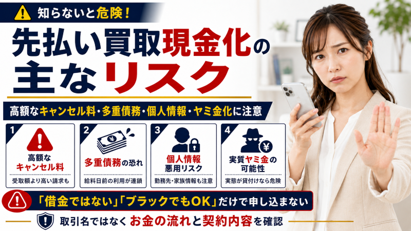 先払い買取現金化の主なリスク